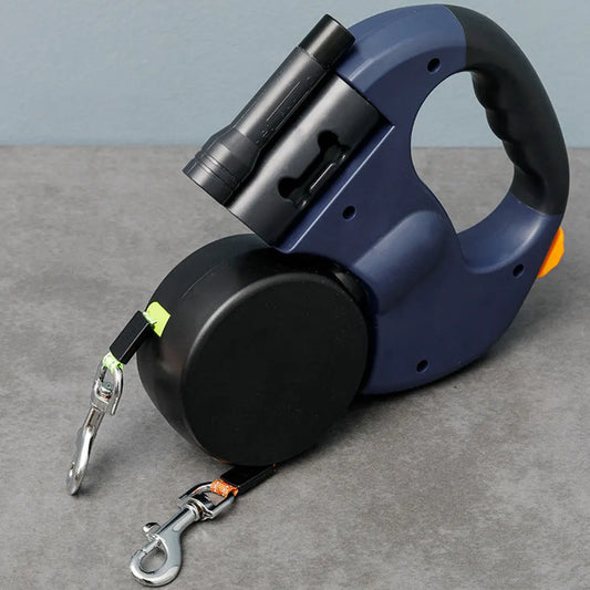 Double Dog Leash with LED Light - Retractable