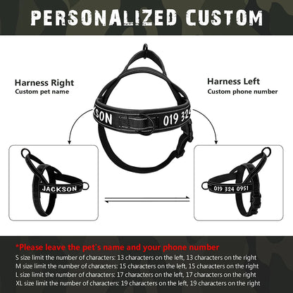 Personalized Tactical Dog Harness - Reflective