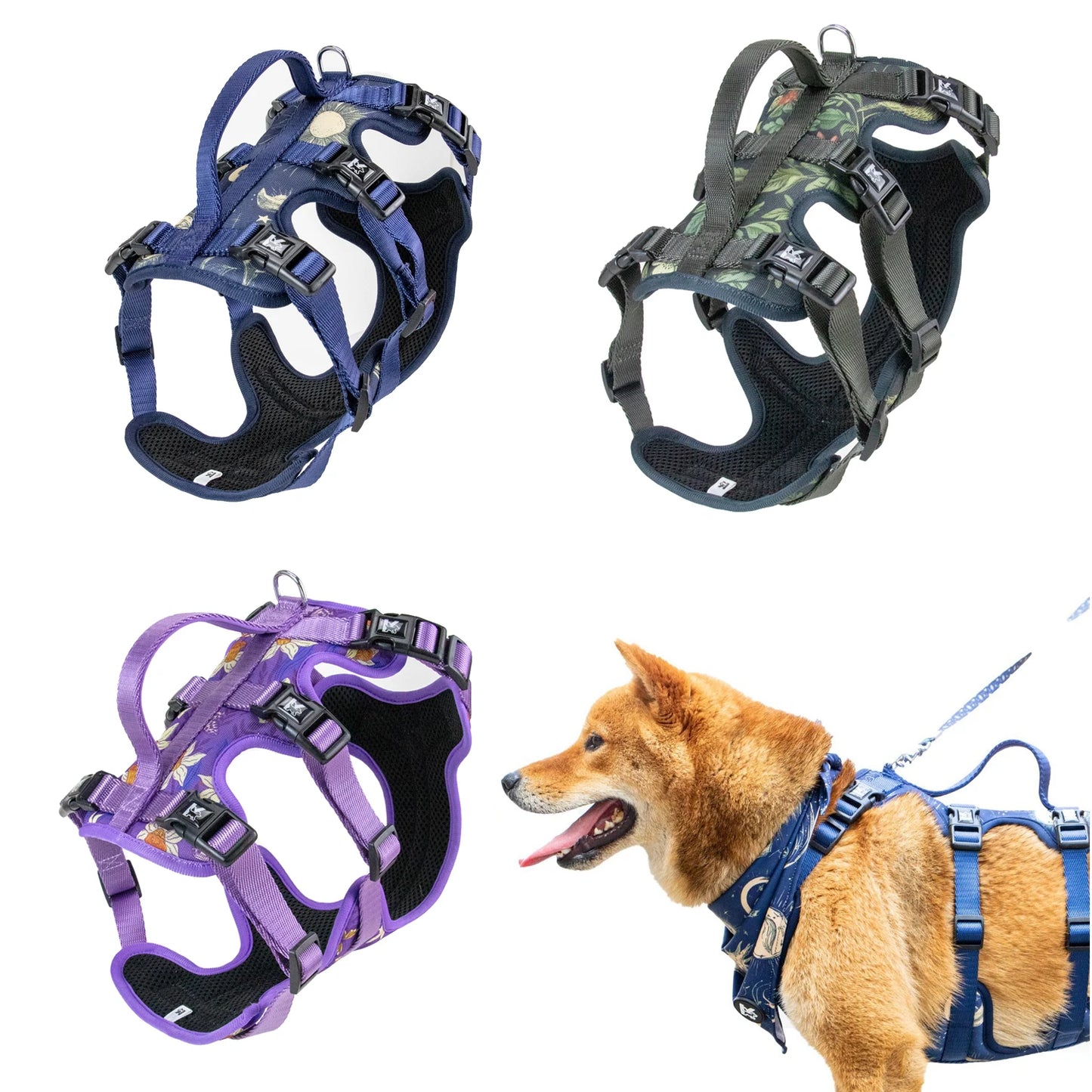 Adjustable Printed Pet Harness - Non-Slip Vest