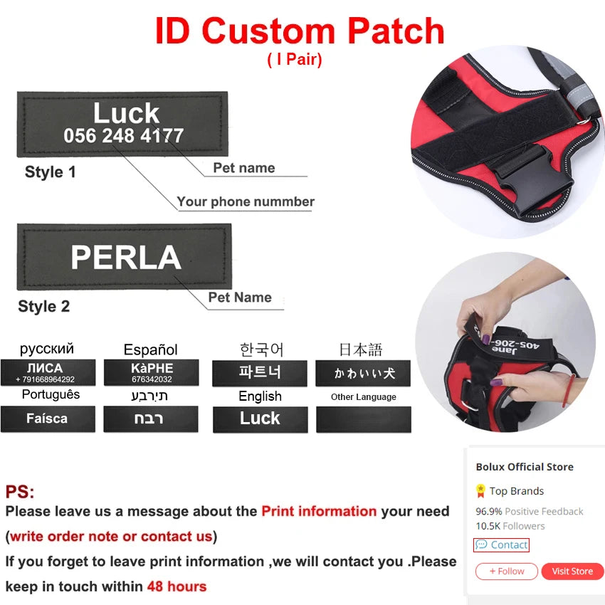 No Pull Dog Harness - Reflective Breathable Vest