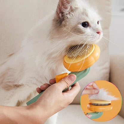 Pumpkin Cat Brush - Self-Cleaning Hair Remover