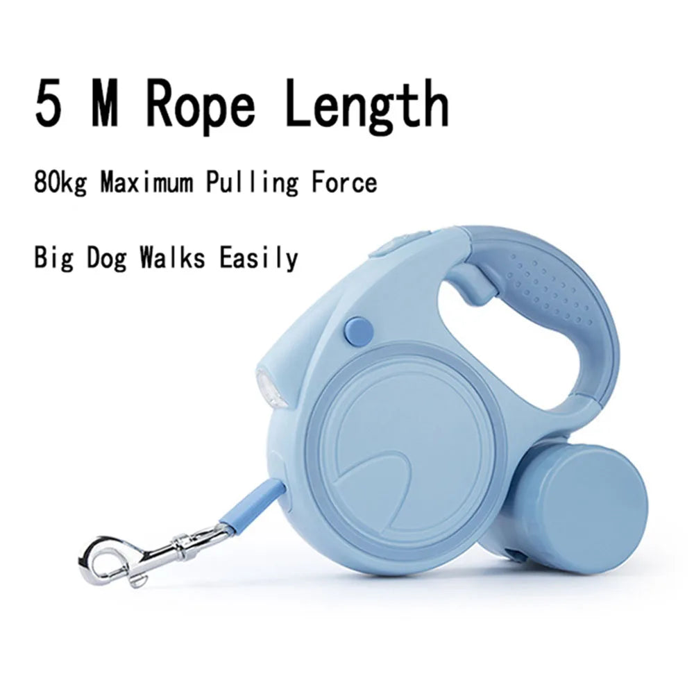 Retractable Dog Leash with LED & Waste Bags - 5M