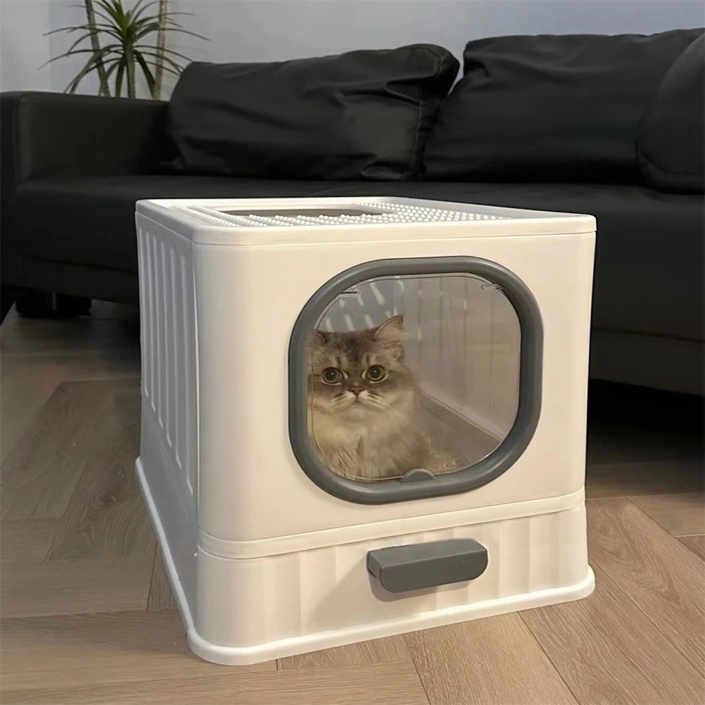 Katzentoilette mit Haube – mit ausziehbarer Schublade