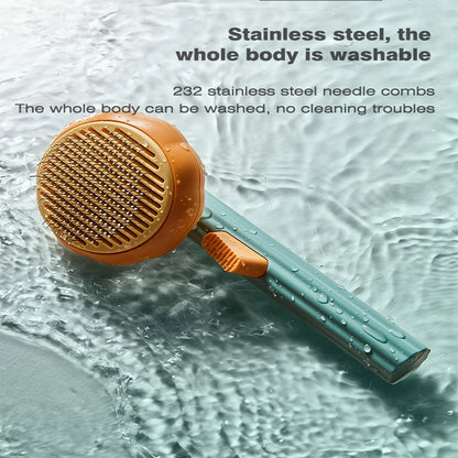 Pumpkin Cat Brush - Self-Cleaning Hair Remover