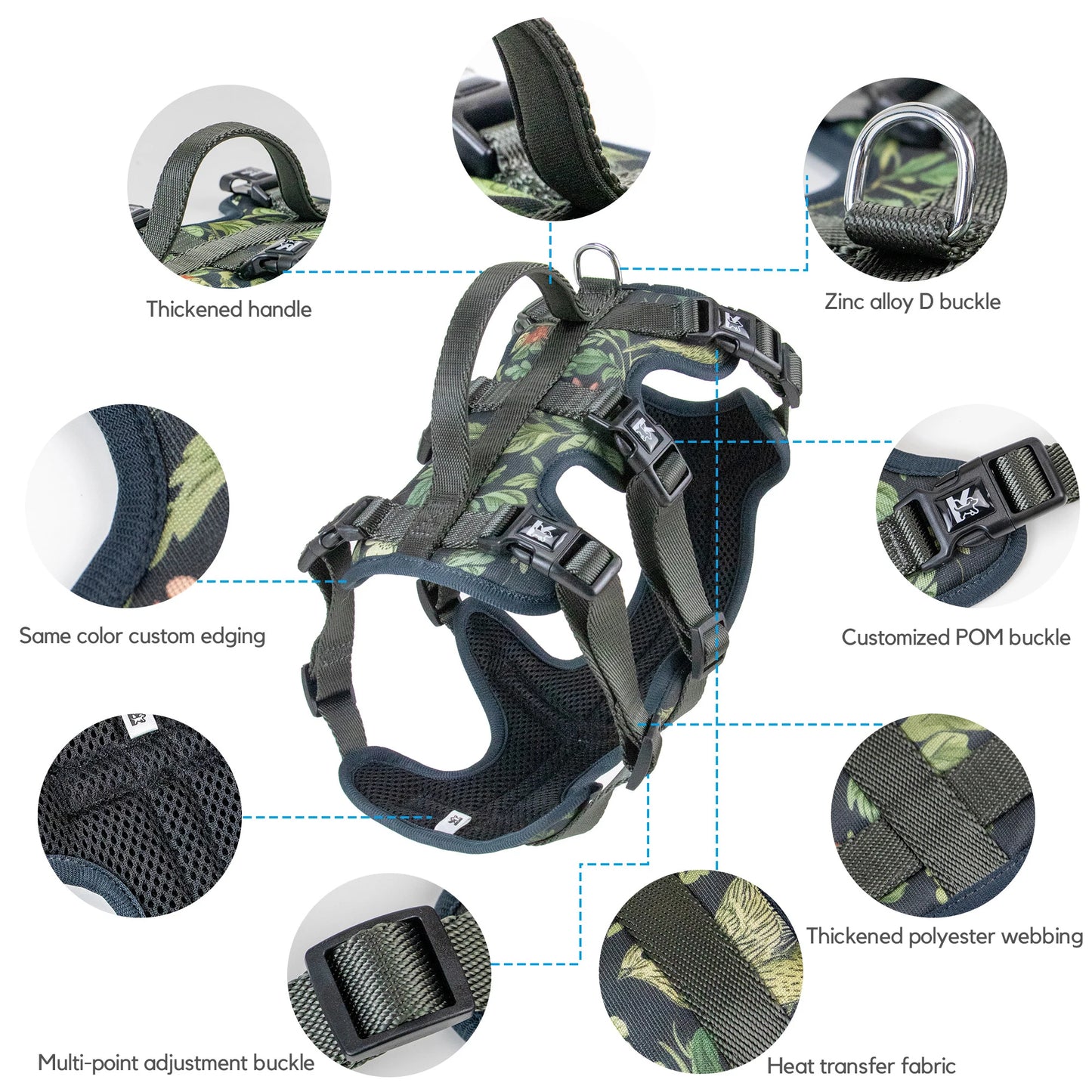 Adjustable Printed Pet Harness - Non-Slip Vest