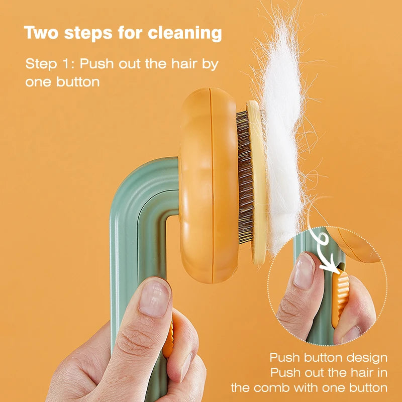 Pumpkin Cat Brush - Self-Cleaning Hair Remover