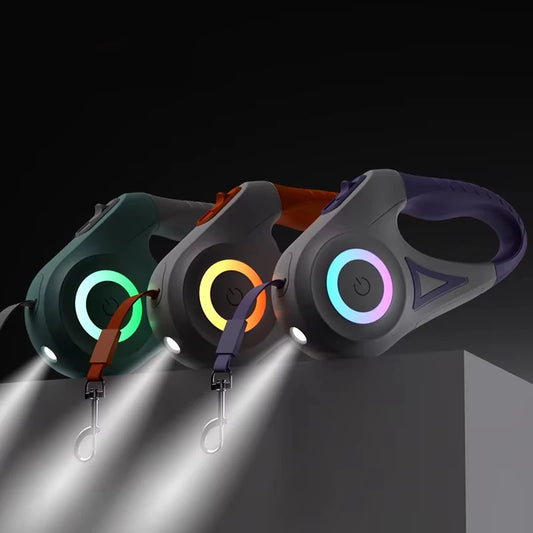 5M einziehbare Hundeleine mit LED-Taschenlampe